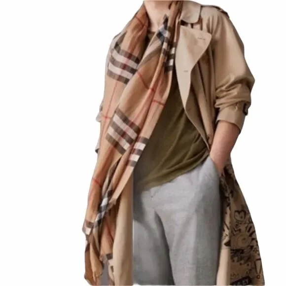 Tartan Plaid Blanket Scarf TAN - Picture 9 of 9